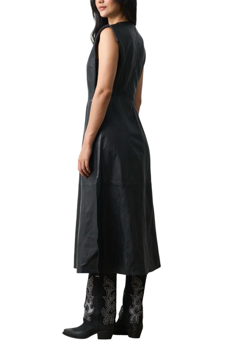 Velez Liora Semi Fitted Leather Dress, Alternate, color, Black
