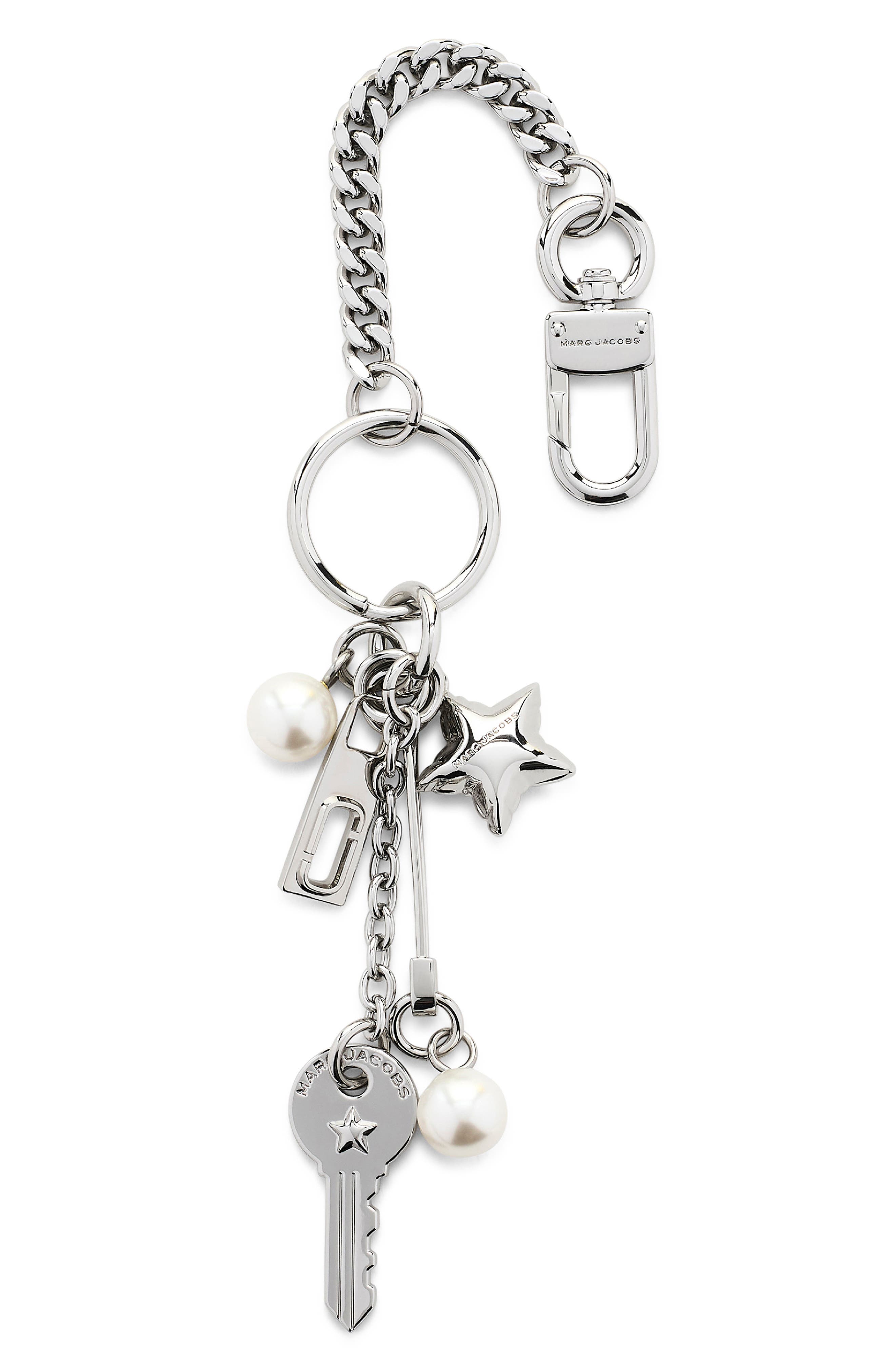 Marc Jacobs The Grommet Bag Charm, Main, color, Nickel