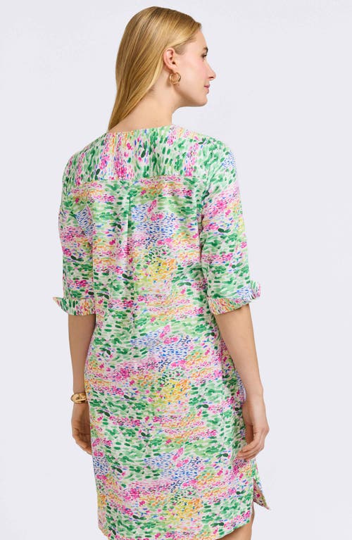 Foxcroft Vena Floral Print Linen Blend Dress In Multi