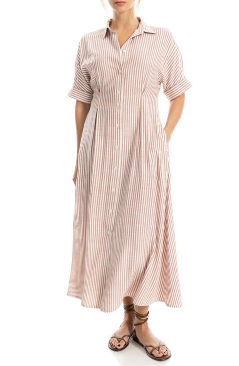 Stripe Short Sleeve Maxi Shirtdress