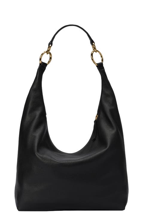 Leather Convertible Hobo Ring Bag