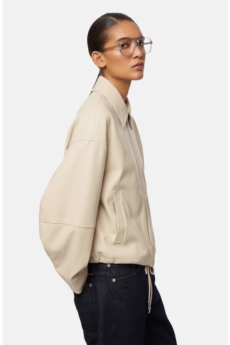 Ada Faux Leather Bomber Jacket, Alternate, color, LATTE