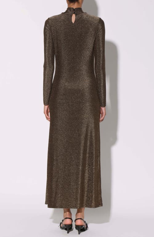 Shop Walter Baker Ella Long Sleeve Metallic Maxi Dress In Shimmer Gold