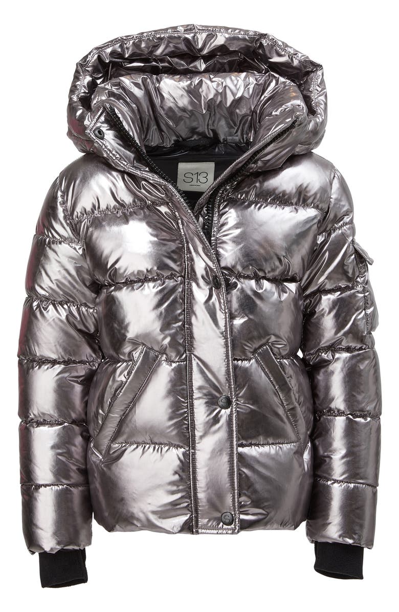S13 Kids' Ella Metallic Quilted Jacket, Main, color, Metal