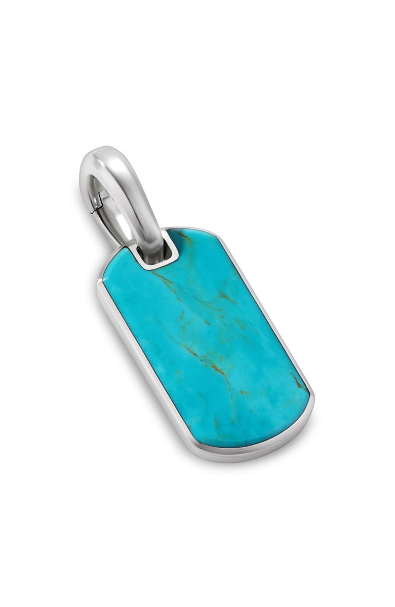 David Yurman Men's Chevron Tag, 21mm, Alternate, color, Sterling Silver/ Turquoise