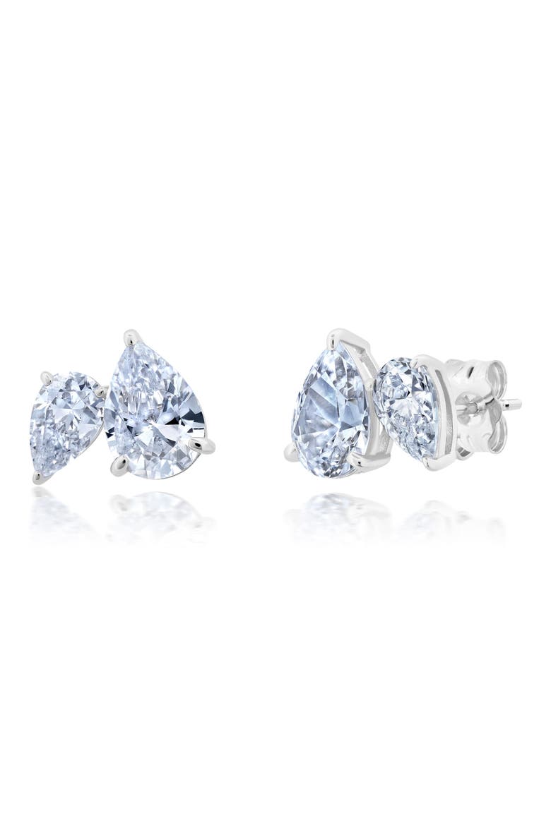 Small Up And Down Pear Cut Earrings, Main, color, SILVER