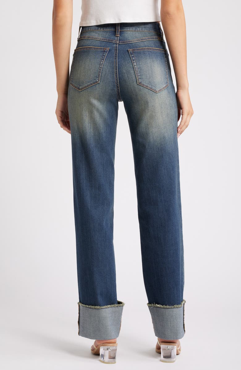 1822 Denim Cuffed Raw Hem Straight Leg Jeans, Alternate, color,