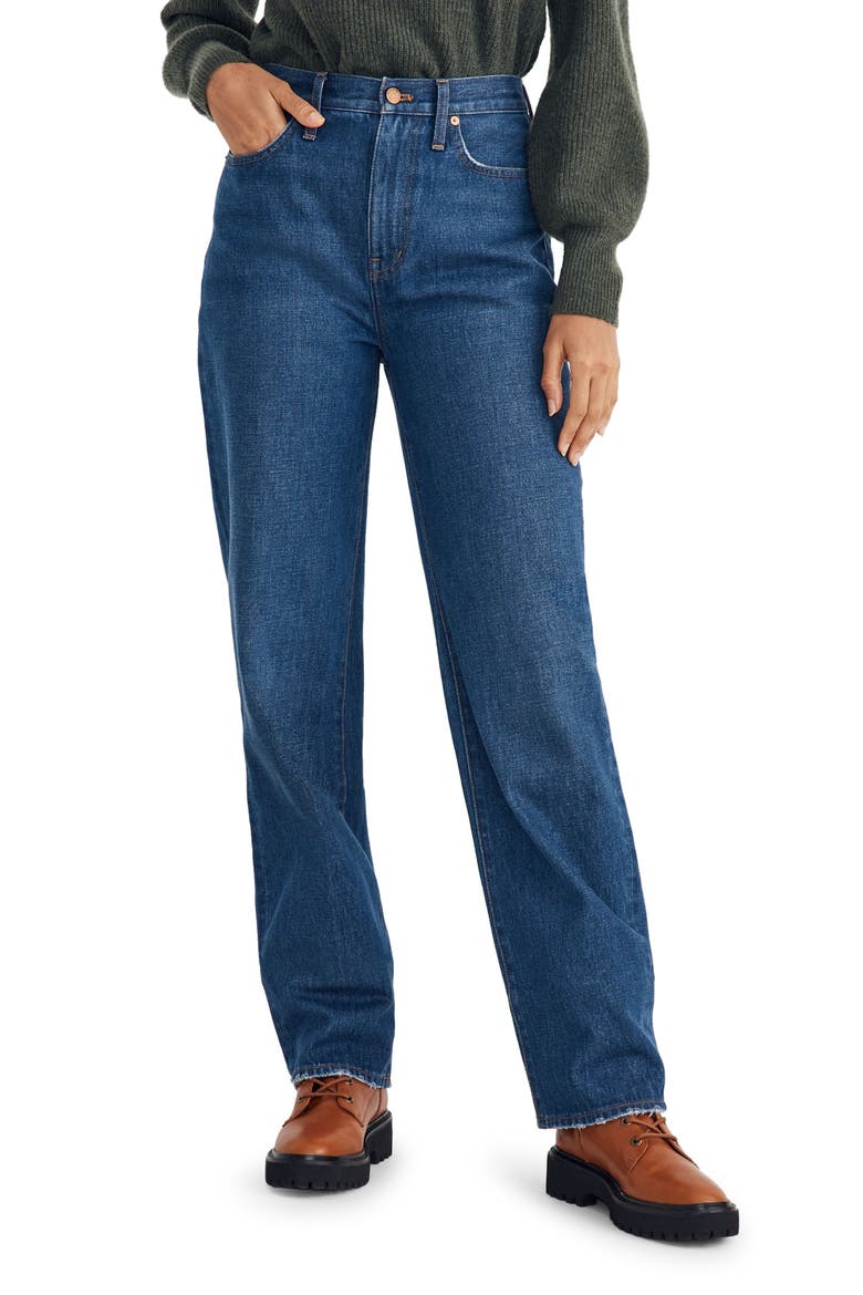 Baggy Straight Leg Jeans, Main, color, DARK WORN INDIGO