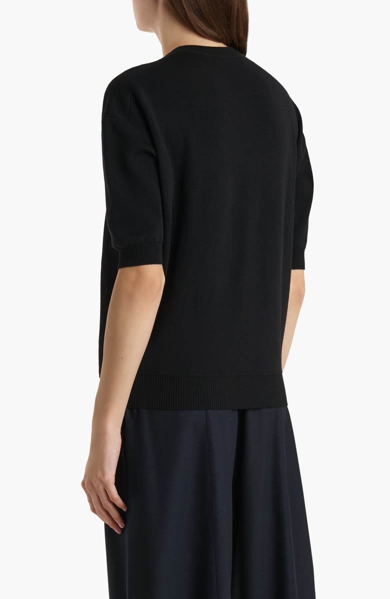 Khaite Faye Short Sleeve Sweater, Alternate, color, Black