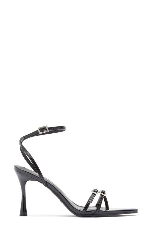 Top Guy Shoes Wynn Buckle Pointed Toe Sandal In Black Patent