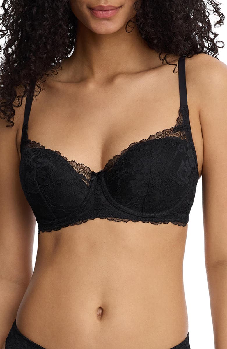 Skarlett Blue Minx Balconette Padded Underwire T-shirt Bra, Main, color, Black