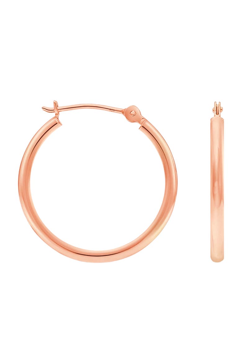 Rose Gold-Tone Sterling Silver Hoops, Main, color, Rose