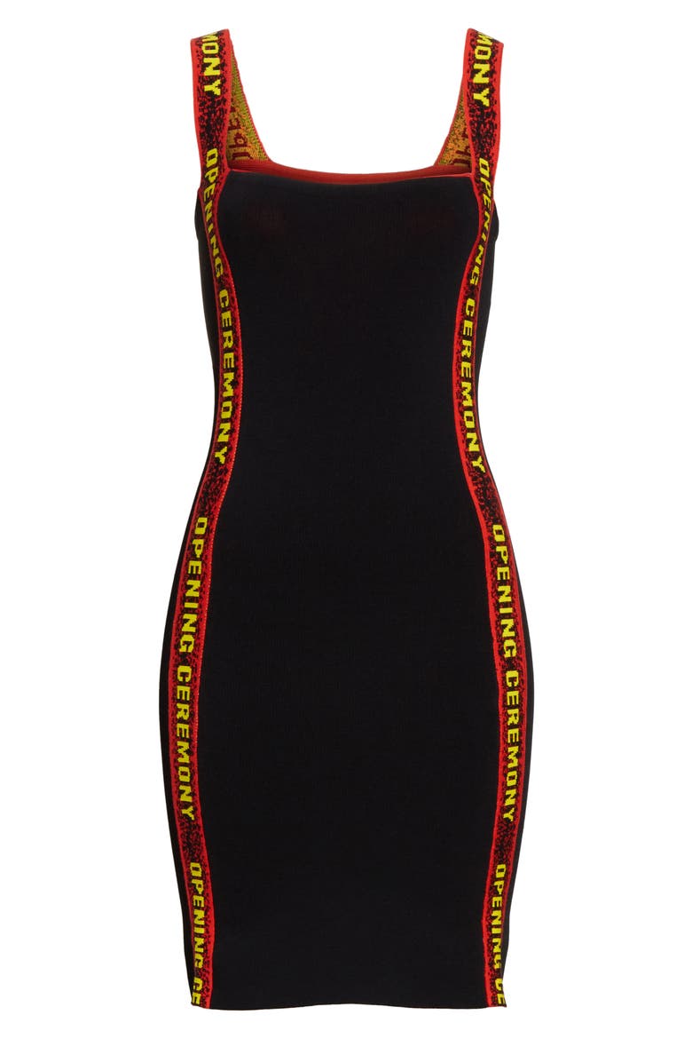 Logo Tape Ribbed Body-Con Dress (Limited Edition), Alternate, color, BLACK