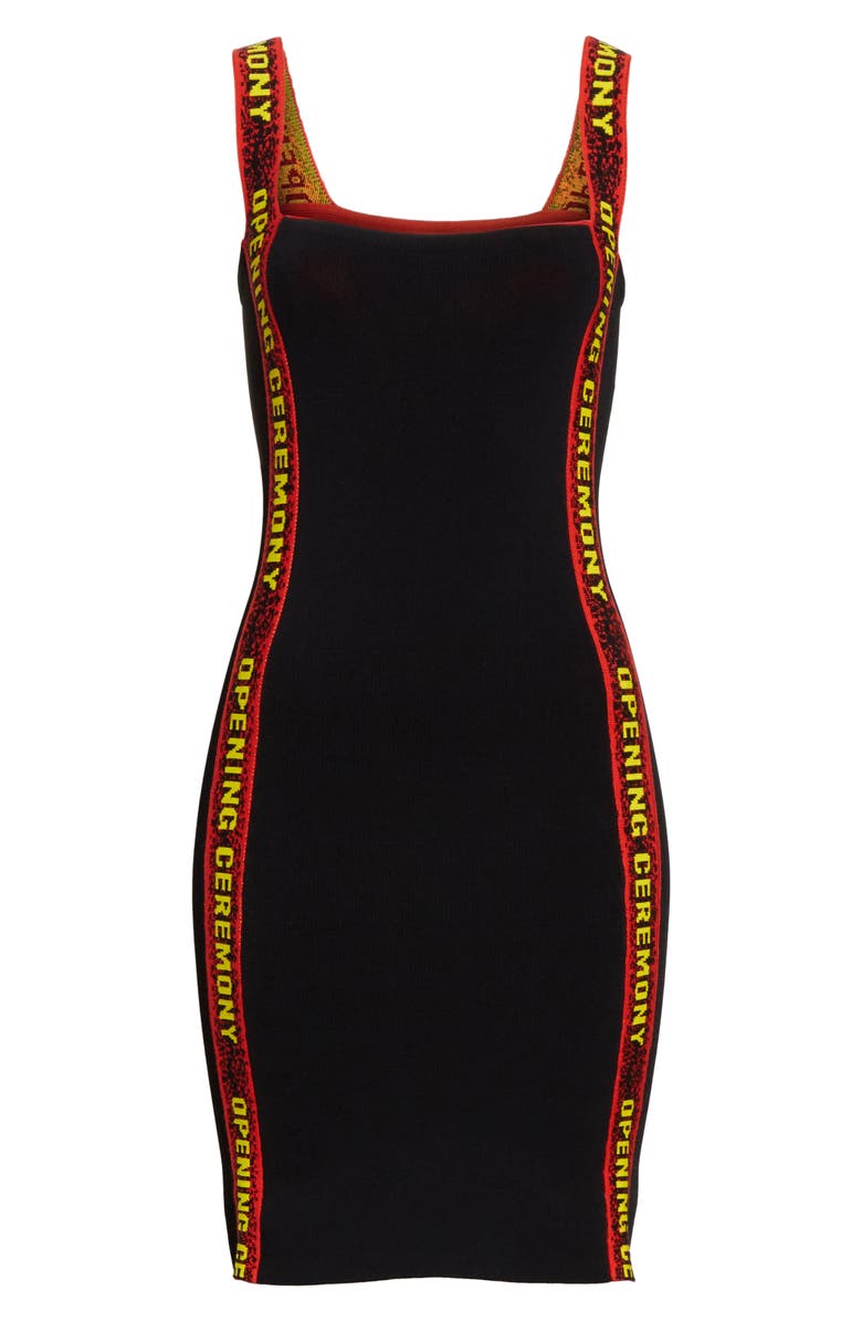 Opening Ceremony Logo Tape Ribbed Body-Con Dress, Alternate, color, 