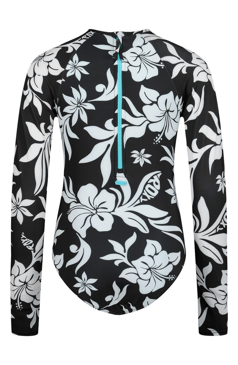 Roxy Kids' Floral Long Sleeve One-Piece Swimsuit, Alternate, color, Phantom