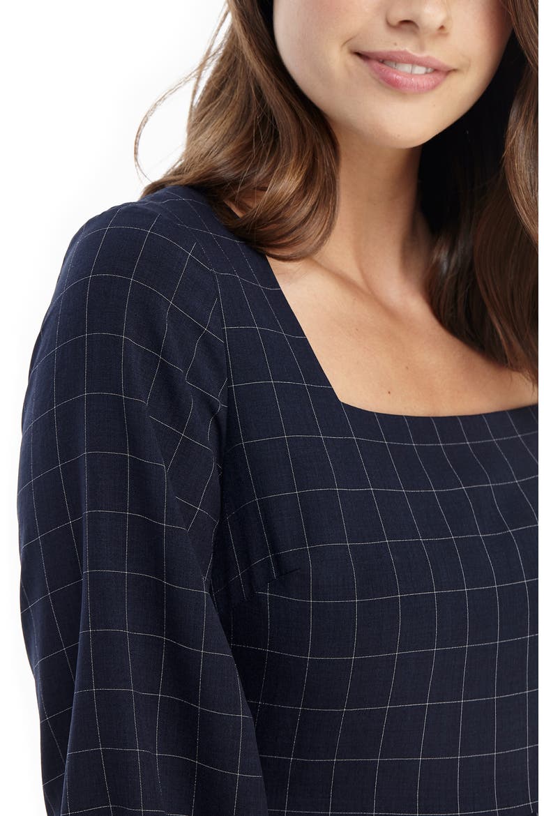 Brynn Square Neck A-Line Dress, Alternate, color, NAVY MULTI
