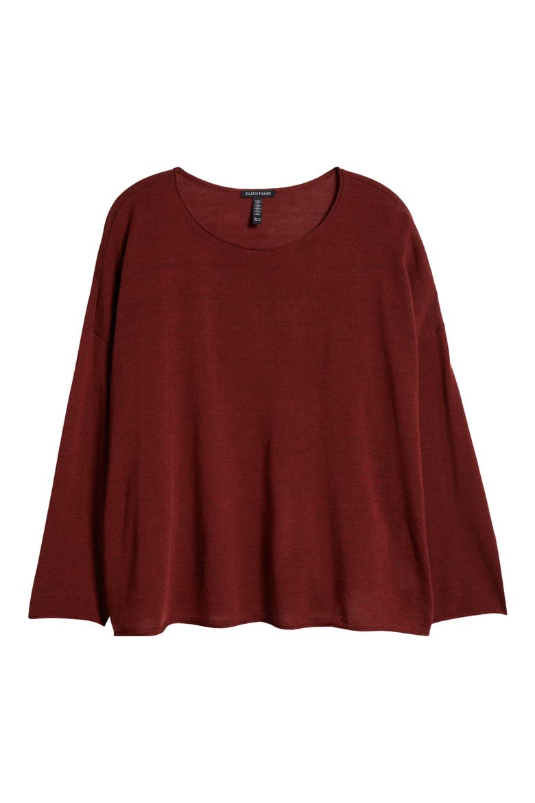 Jewel Neck Wool Sweater, Alternate, color, REDWOOD