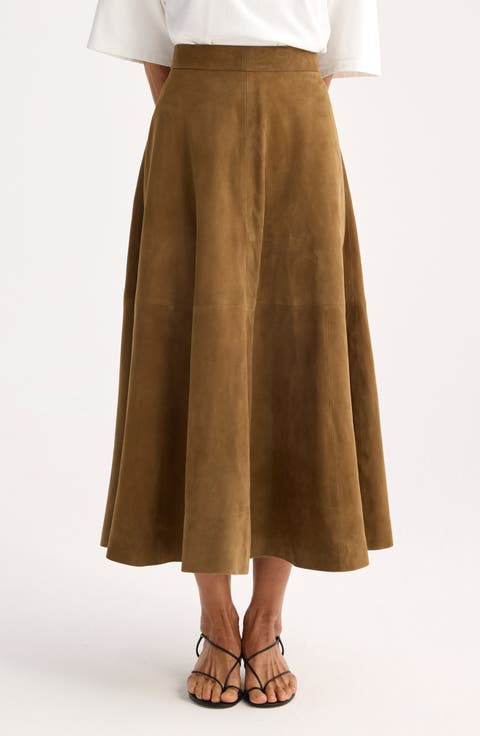 スカート ROHE FW25 LEATHER MIDI SKIRT (41632239 204) Sleek Style Faux Leather Midi Skirt | Windsor
