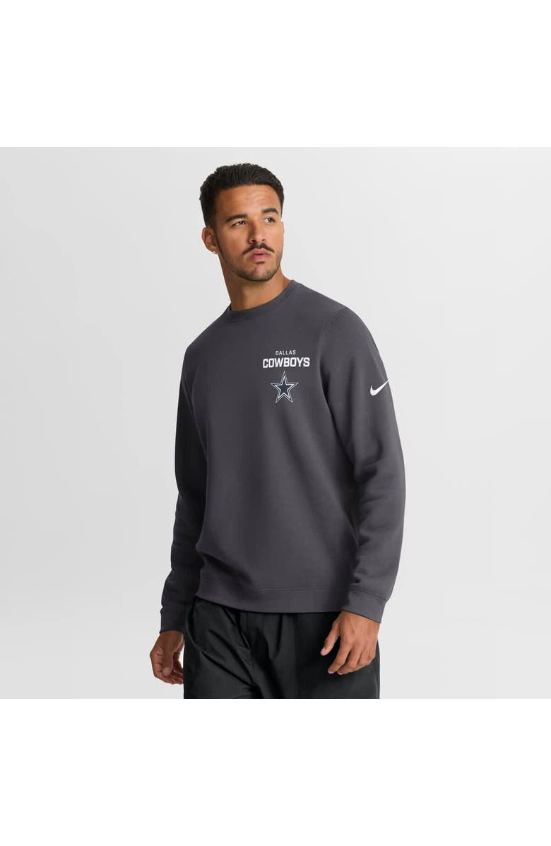 Nike Men's Nike Anthracite Dallas Cowboys Primetime Club Fleece Pullover Sweatshirt, Main, color, Anthracite