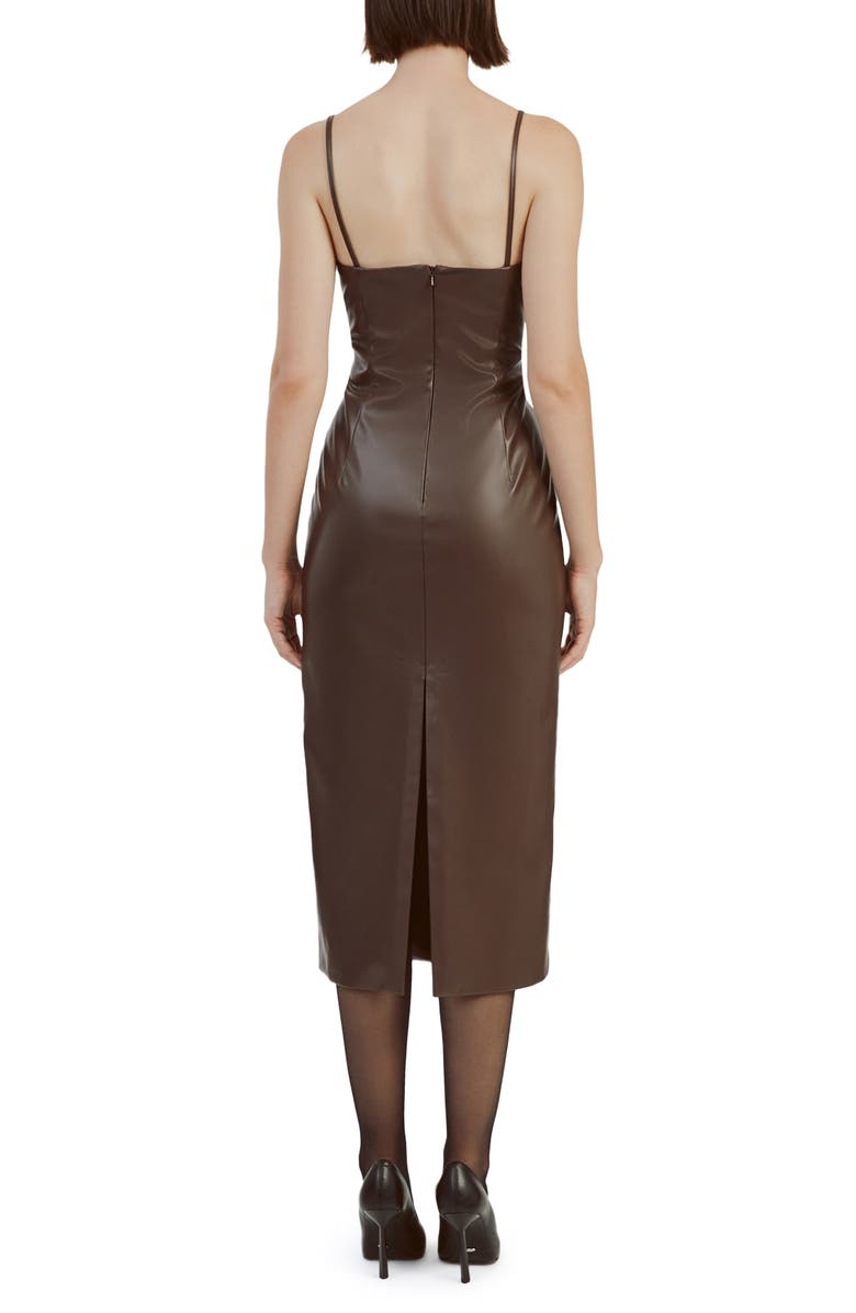 Bardot Helena Faux Leather Midi Dress, Alternate, color, Chocolate