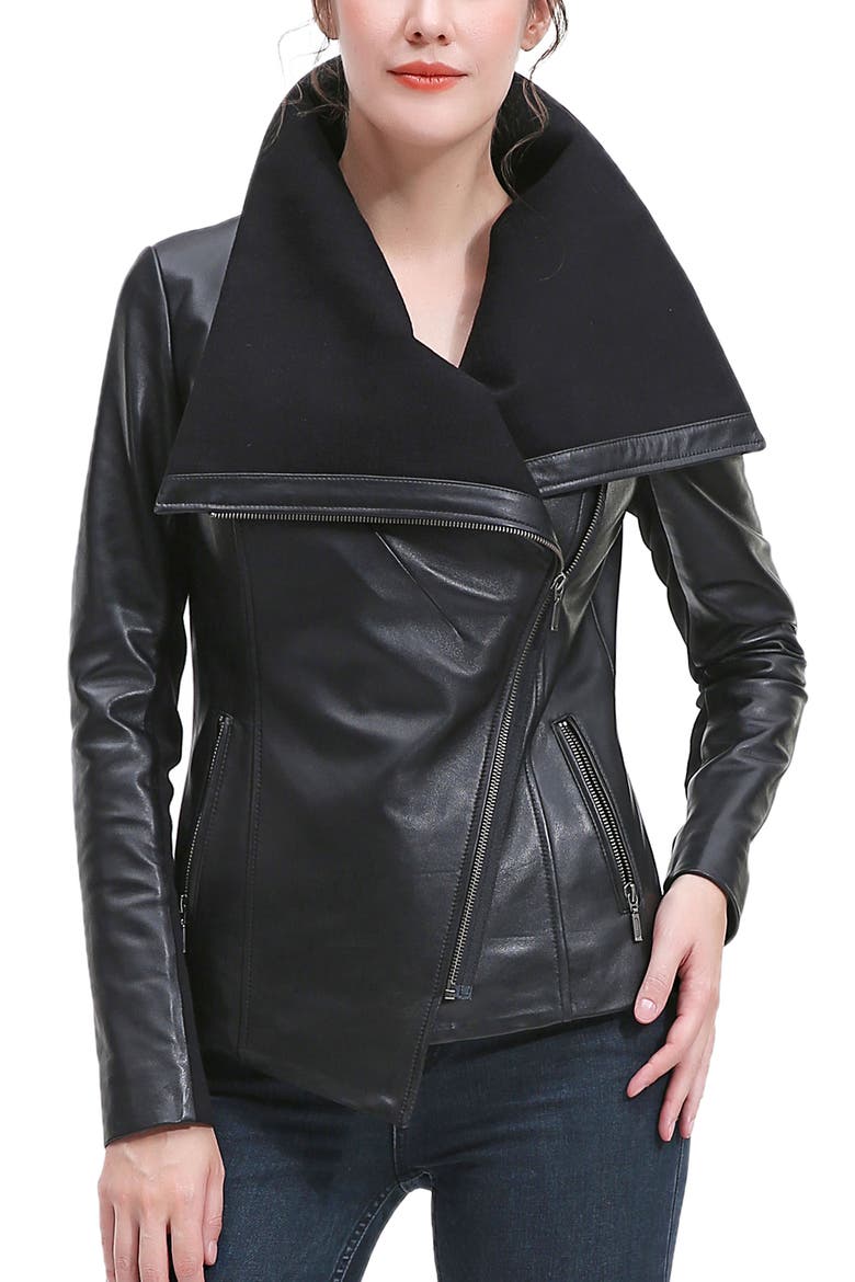 Kiara Leather Jacket, Main, color, Black