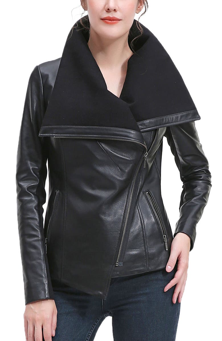 Kimi & Kai Kiara Leather Jacket, Main, color, Black