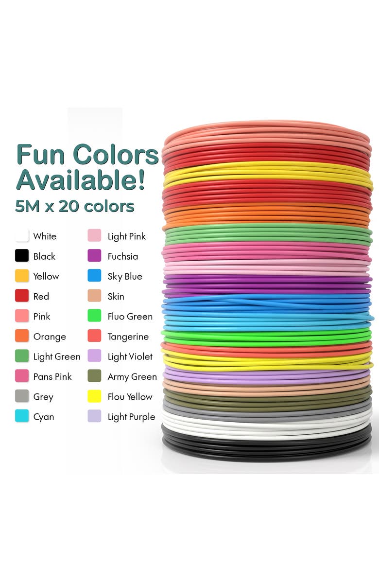 3D Printing Pen Filament Refills Set, Assorted Color 5M PLA refills, 20 pcs, Alternate, color, Assorted
