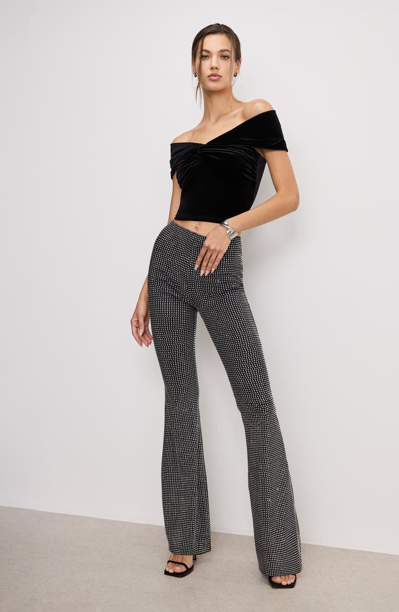 Good American Velvet Off the Shoulder Top, Alternate, color, Black001