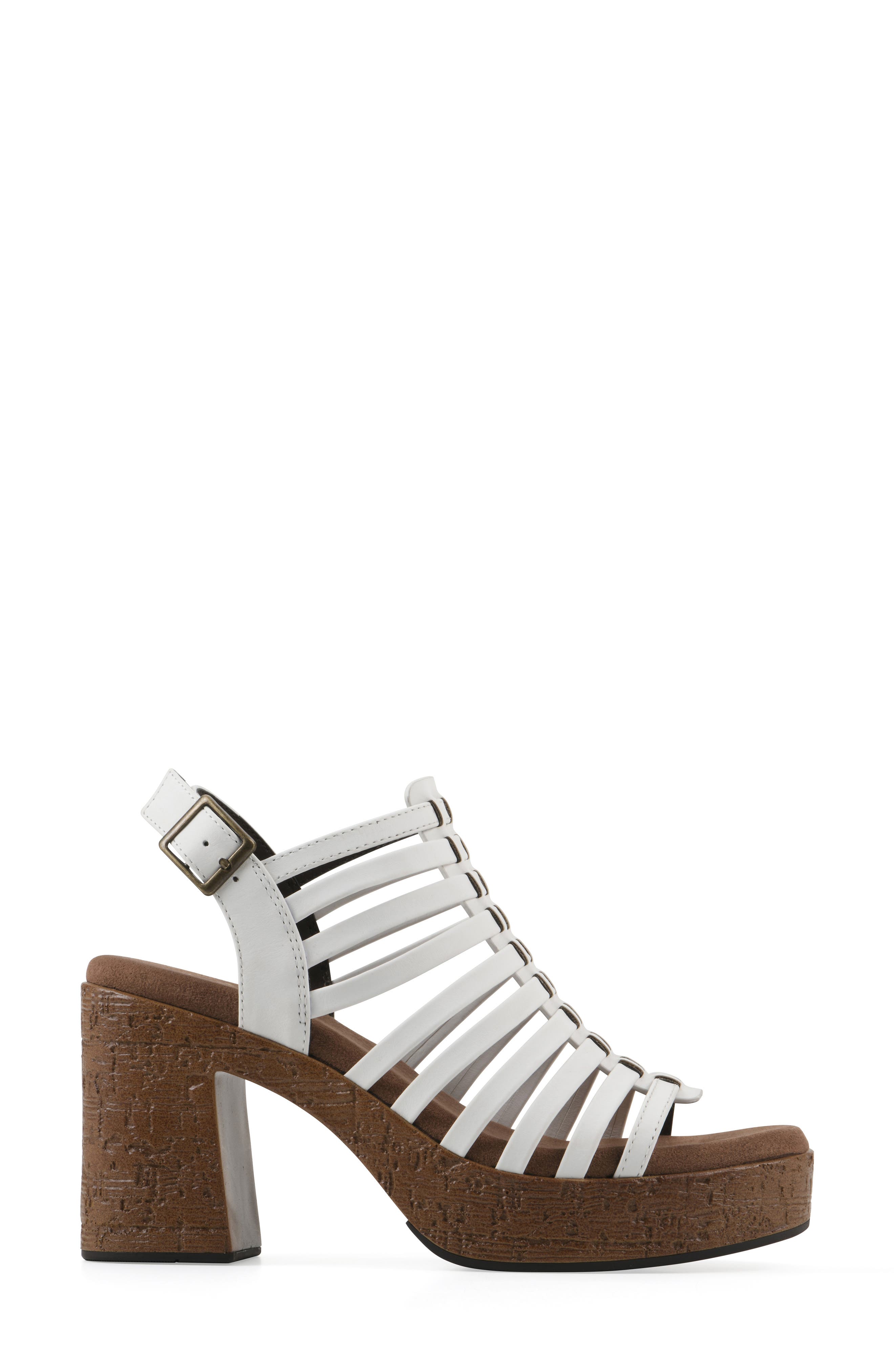 White Mountain Footwear Barbea Platform Sandal, Alternate, color, White/ Smooth