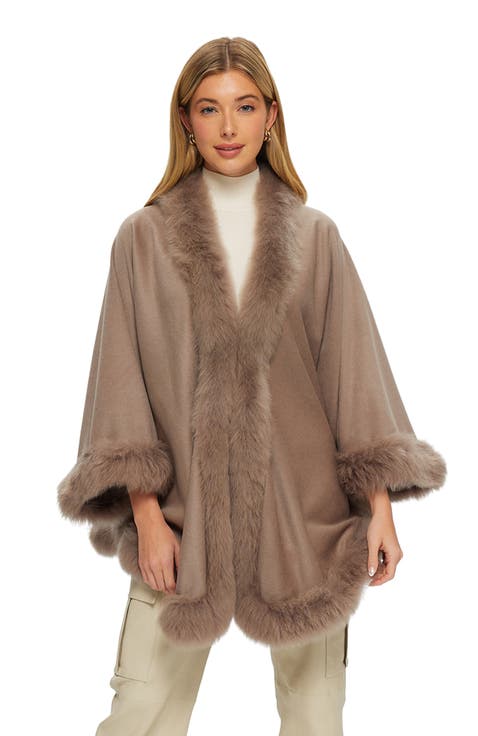 Wool And Cashmere Cape With Lamb Trim