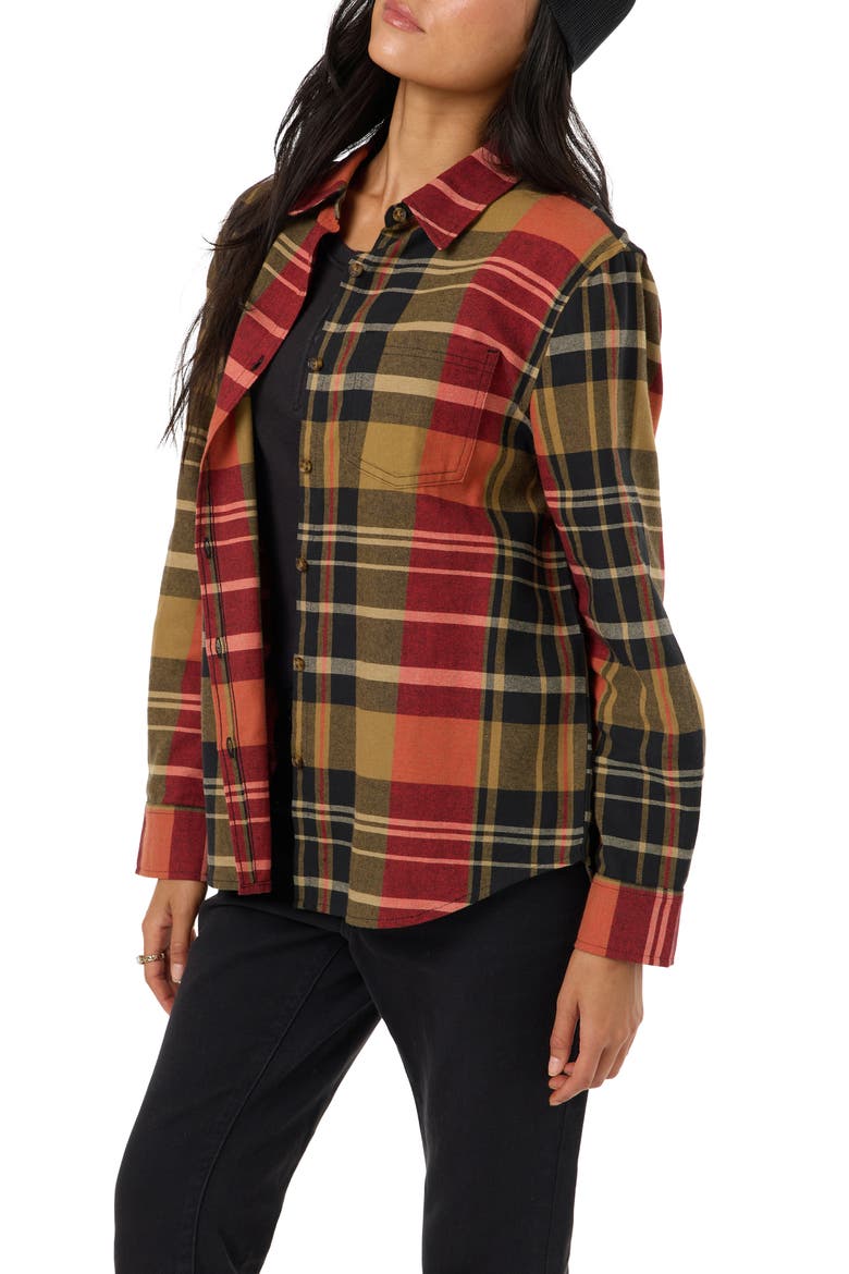 Logan Plaid Flannel Shirt, Alternate, color, LAVA RED