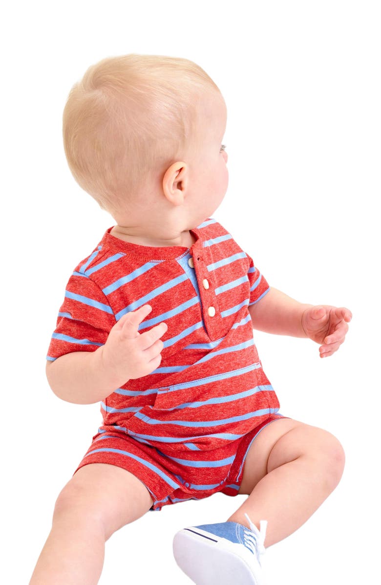 Primary Baby Heathered Henley Shortie In Stripe, Alternate, color, Poppy Blueberry Stripe