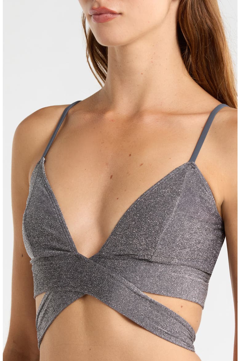 Sydney Metallic Tie Front Bikini Top, Alternate, color, PAVEMENT