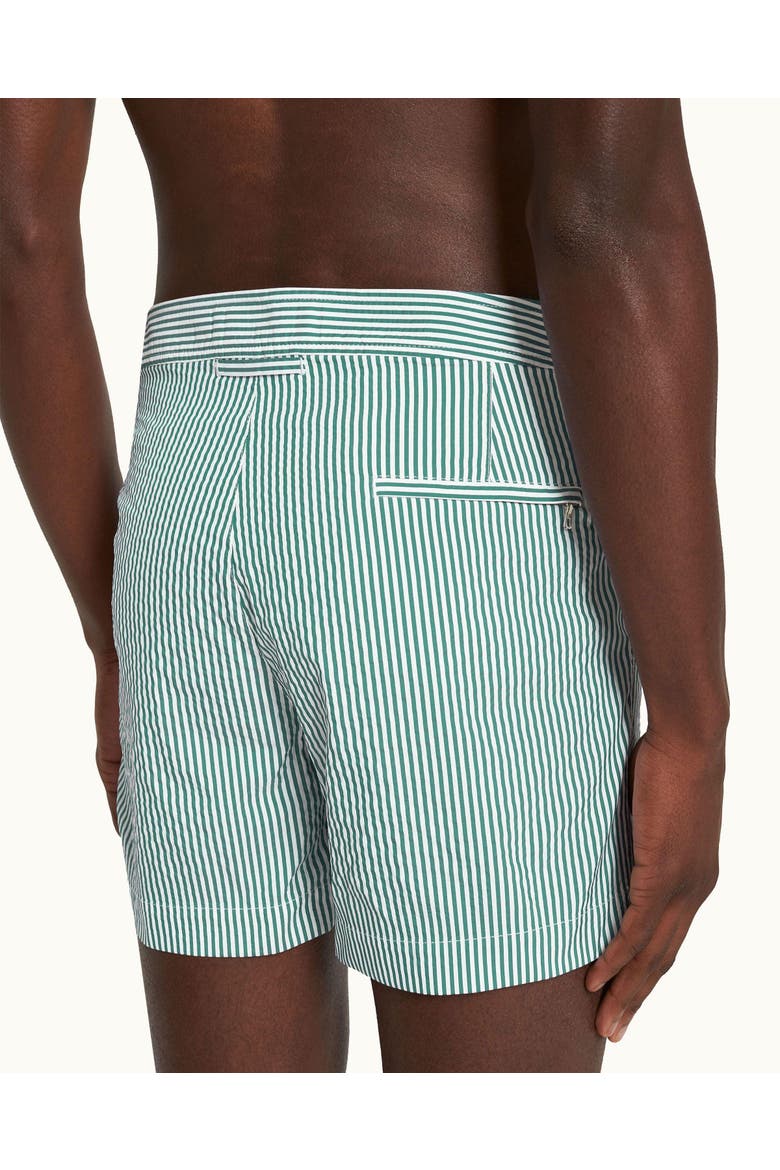 Bulldog Mid-Length Classic Fit Stripe Seersucker Swim Shorts, Alternate, color, Fresh Lawn/White Stripe
