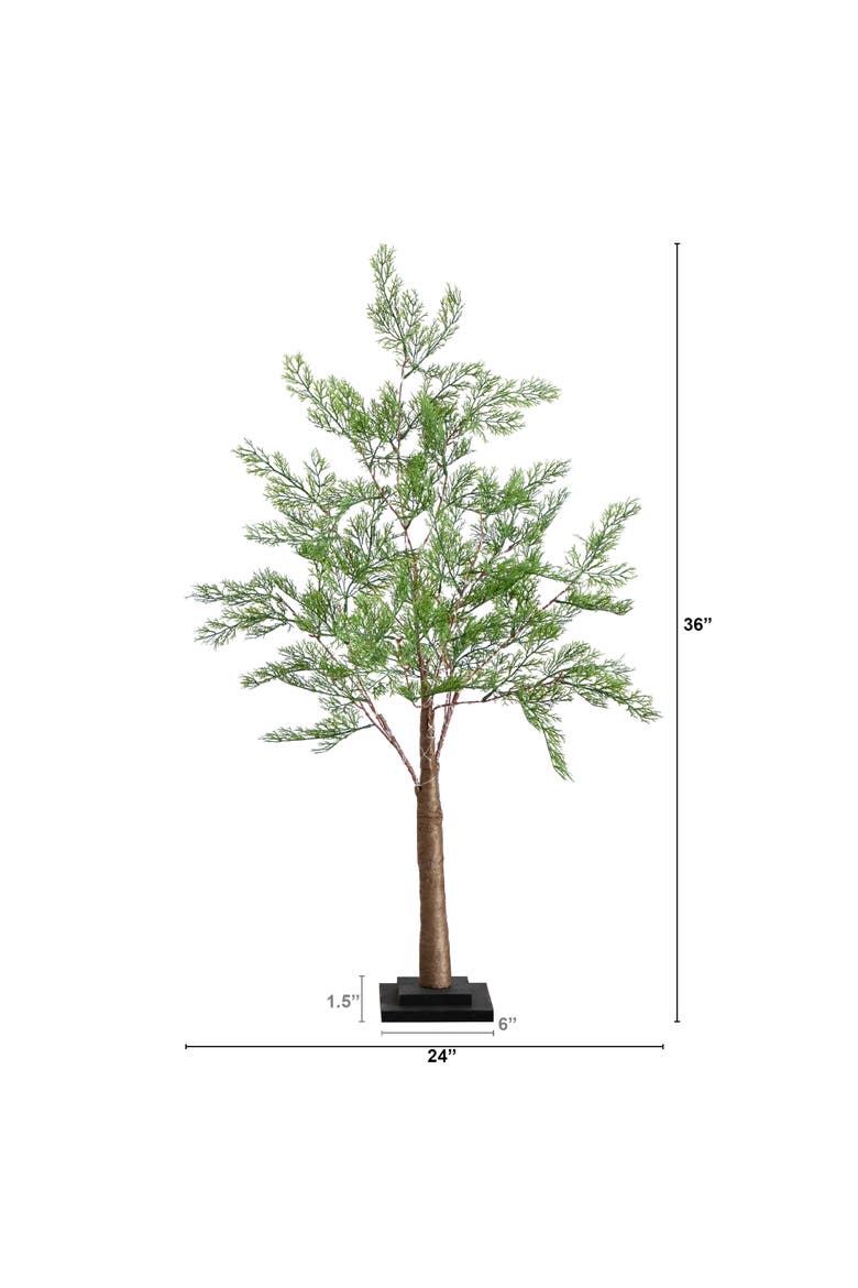 3-ft Lighted Artificial Cypress Tree with 120 Warm White LED Lights, Alternate, color, Green