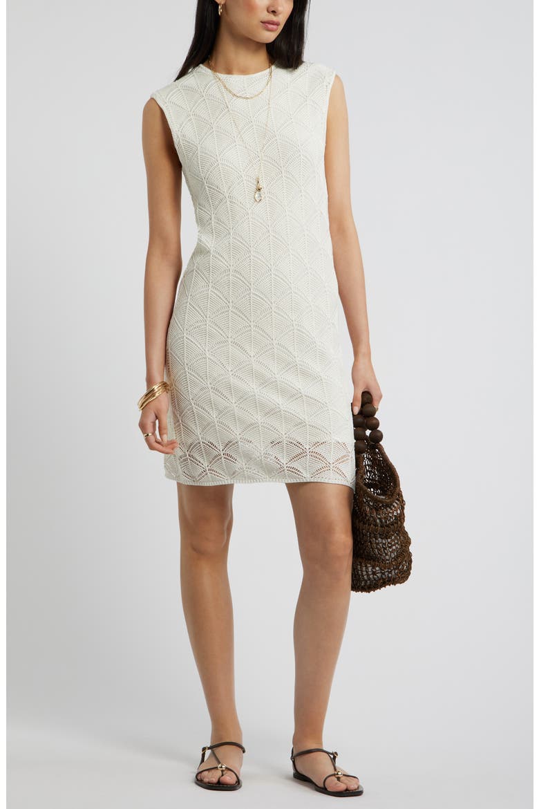 Textured Stitch Minidress, Main, color, IVORY TOFU