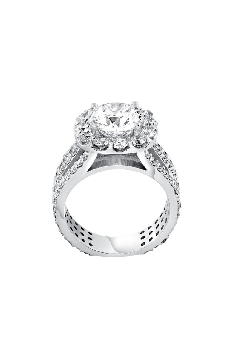 Bliss Diamond 4 1/2ct Cushion Halo Diamond 3-Row Engagement Ring 14k Gold Lab Grown, Alternate, color, 
