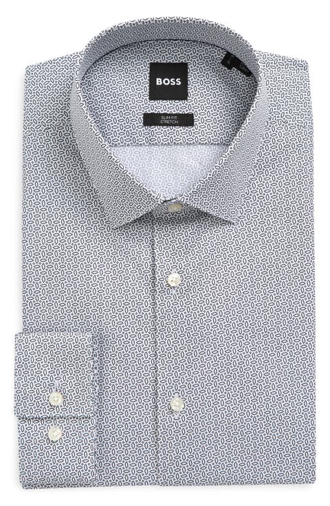 Hank Slim Fit Patterned Stretch Shirt