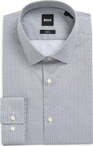 BOSS Hank Slim Fit Patterned Stretch Shirt