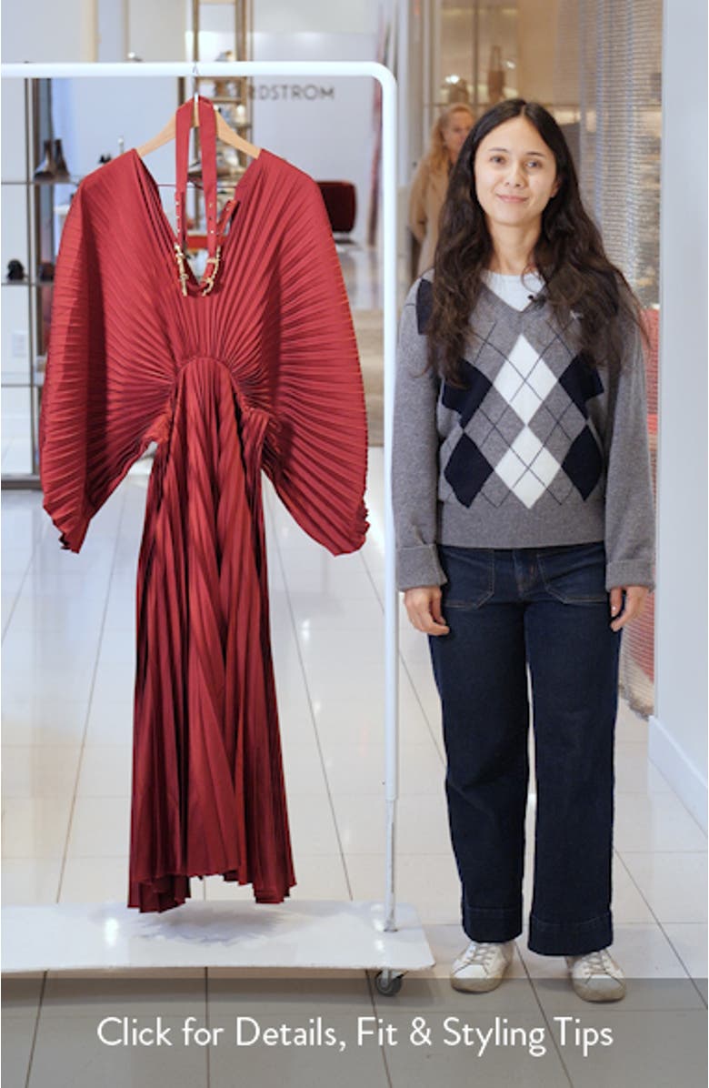 Wonastow Pleated Long Sleeve Maxi Dress, sales video thumbnail