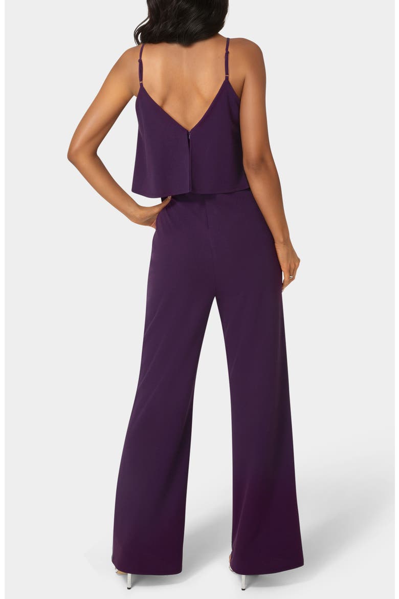 Ruffle Overlay Wide Leg Jumpsuit, Alternate, color, EGGPLANT