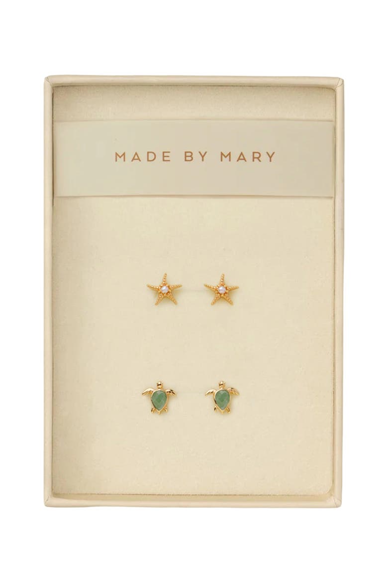 Low Tide Turtle Stud Earrings Set, Main, color, Gold Vermeil