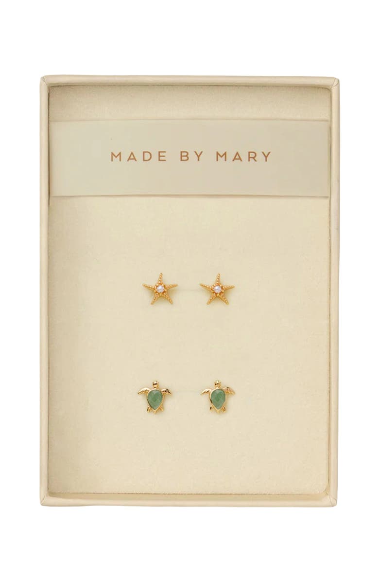 MADE BY MARY Low Tide Turtle Stud Earrings Set, Main, color, Gold Vermeil