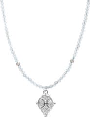 Seven Saints Pisces Zodiac Choker Necklace Aquamarine 18K Gold Plated Astrology Gemstone Jewelry