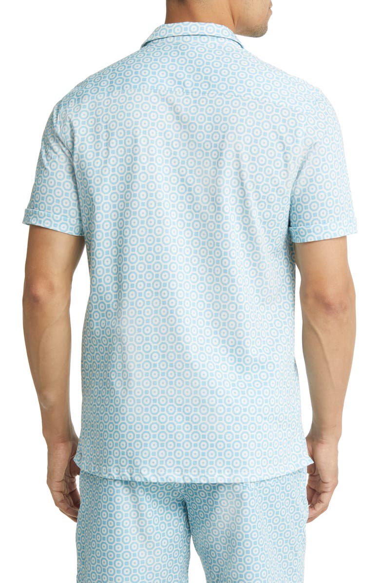 Stone Rose Medallion Print Performance Short Sleeve Button-Up Camp Shirt, Alternate, color, 