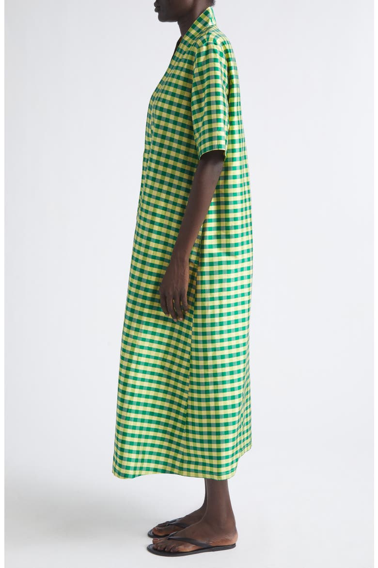 Gingham Check Silk Taffeta Tunic, Alternate, color, GINGHAM GREEN YELLOW