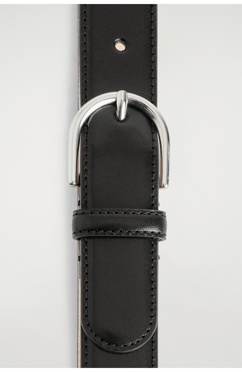 COS D-Buckle Leather Belt, Alternate, color, Black / Silver