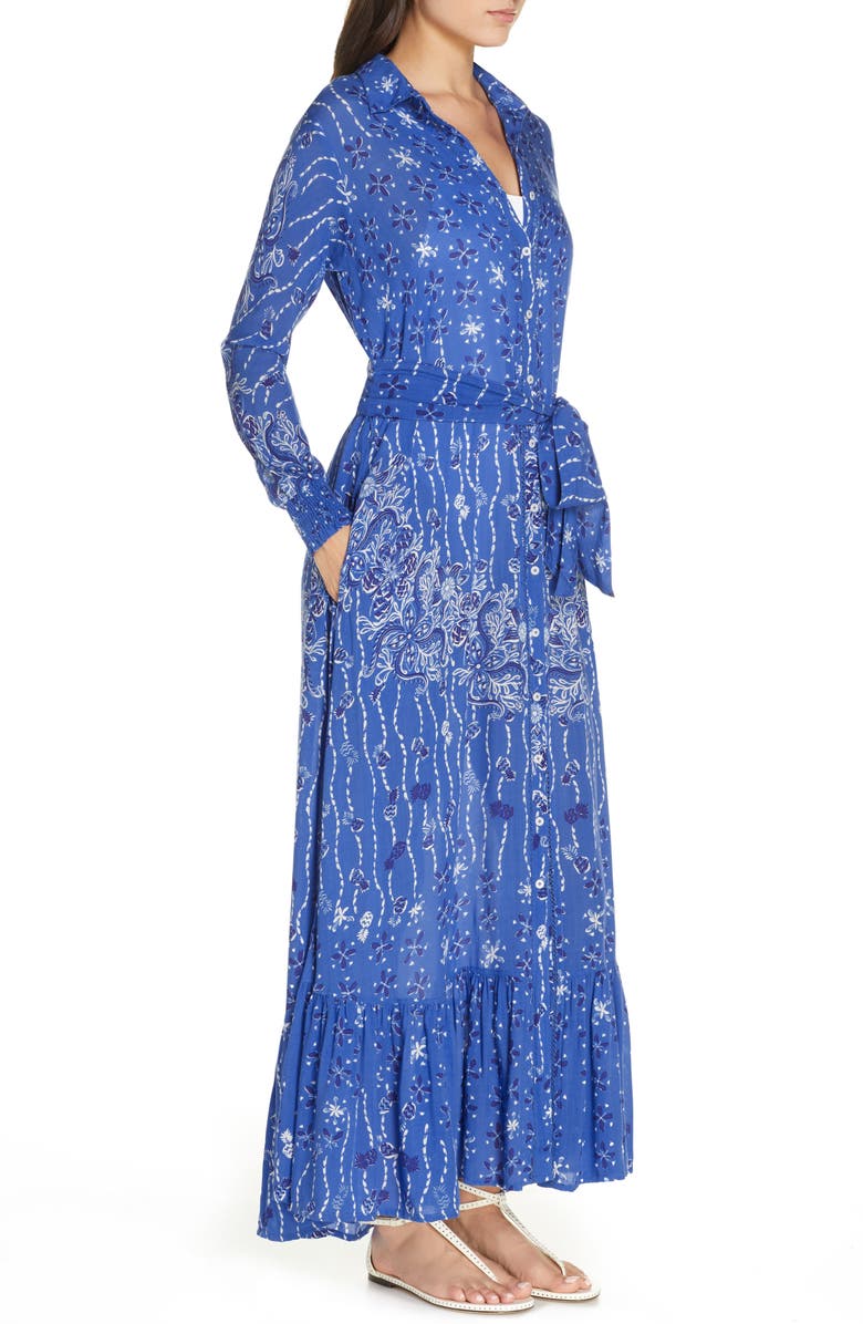 Poupette St Barth Long Sleeve Cover-Up Maxi Dress, Alternate, color,