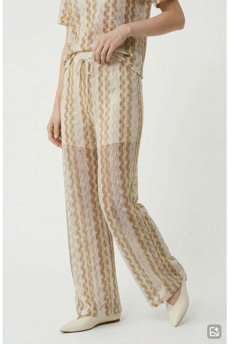 Teresa Open Stitch Stripe Drawstring Pants, Alternate, color, BIRCH PATTERN SILVER MINK GOLD