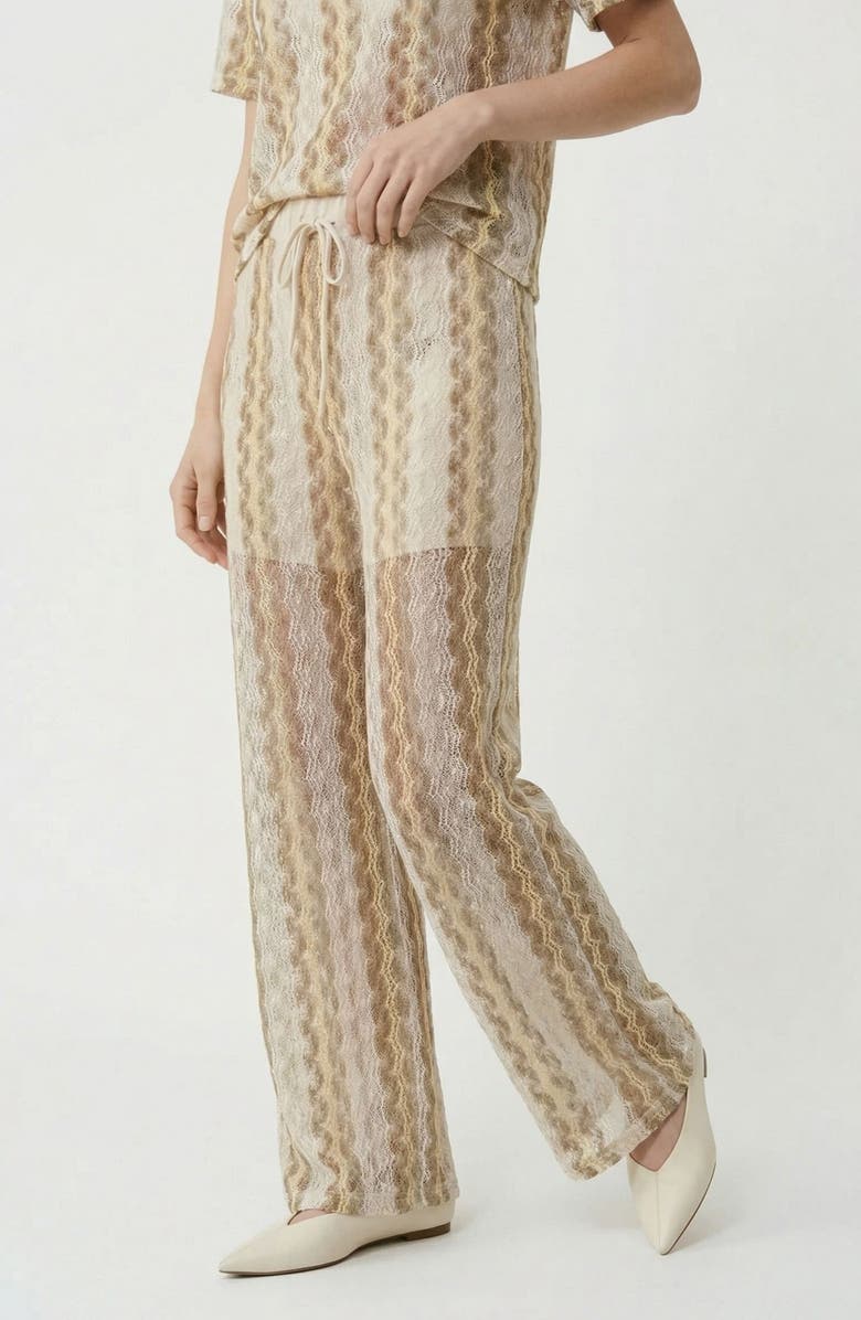 VERO MODA Teresa Open Stitch Stripe Drawstring Pants, Alternate, color, Birch Pattern Silver Mink Gold
